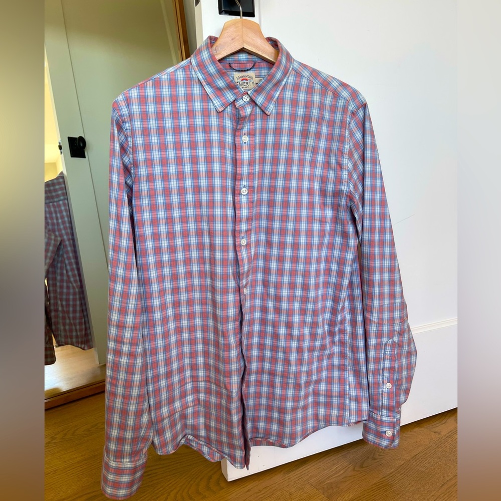 Faherty Movement Button Down Shirt, Morning Cove Plaid, Small